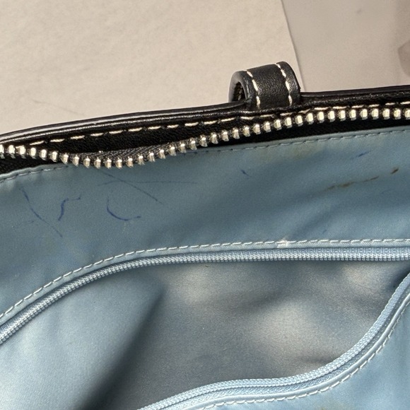 Coach Signature Logo Black Patent Leather Stitch Tote Shoulder Bag Double F15142 - Picture 15 of 16